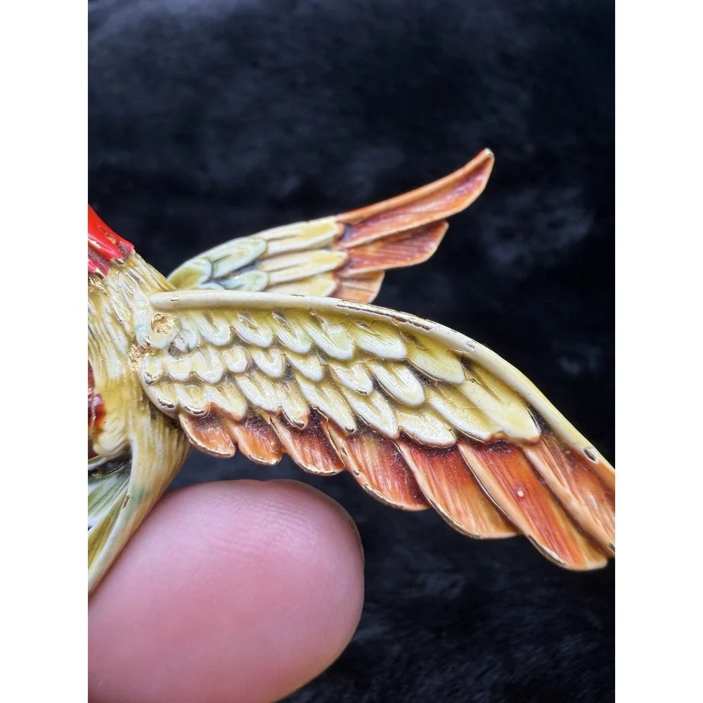 Vintage Arthur Pepper ART Brooch Pin Flying Eagle Bird Enameled Gold Tone Signed